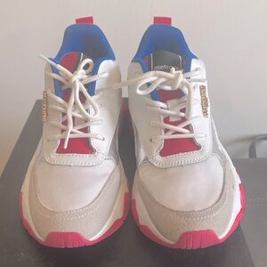 Roberto Cavalli Sport fashion sneakers in size 37. White, pink and blue.